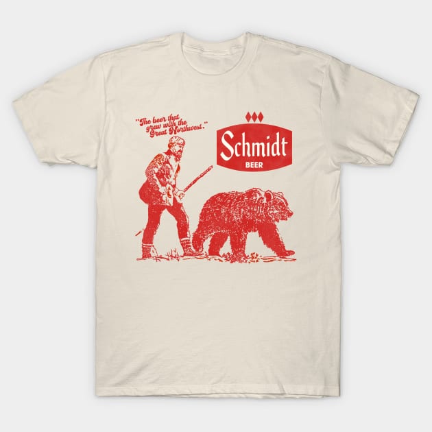 Schmidt Grizzly Man Retro Defunct Beer T-Shirt by darklordpug